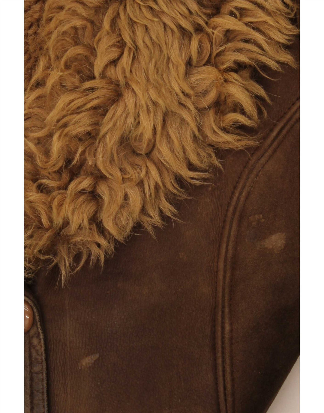 Vintage Dame 3-knaps Shearling Coat UK 14 Medium Brun