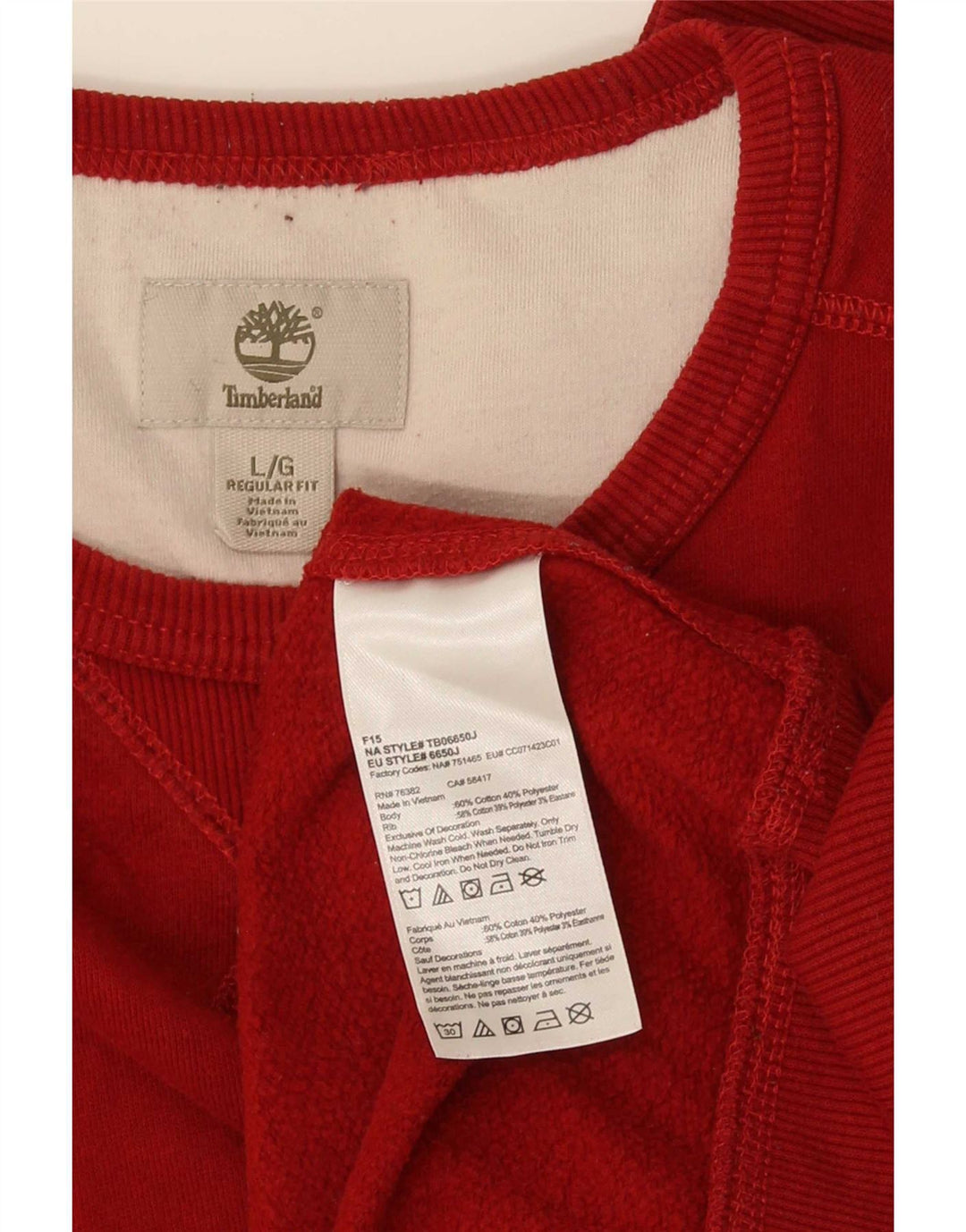 Timberland Herre Regular Fit Sweatshirt Jumper Large Rød Bomuld