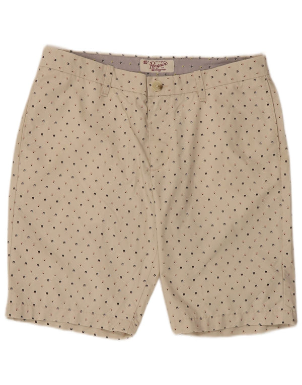 Penguin Herre Chino Shorts W34 Stor Beige Plettet Bomuld