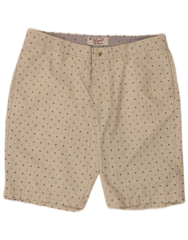 Penguin Herre Chino Shorts W34 Stor Beige Plettet Bomuld