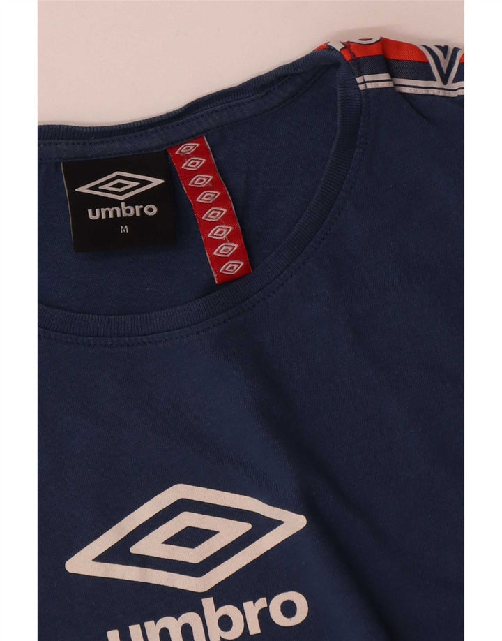 Umbro Herre Grafisk T-Shirt Top Medium Blue Colourblock Bomuld