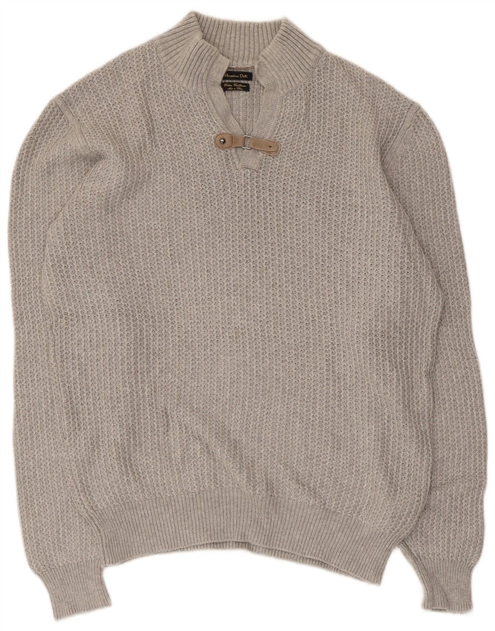 Massimo Dutti Dame Turtle Neck Jumper Sweater UK 16 Stor Grå Bomuld