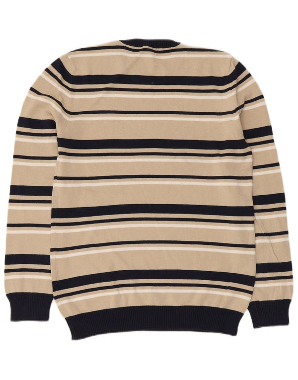 Benetton piger sweater med rund hals 10-11 år XL Beige stribet bomuld