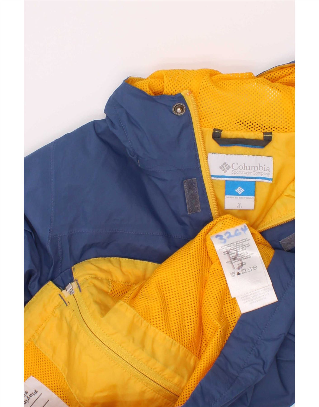 Columbia Boys Regnjakke med hætte 7-8 år Small Blue Colourblock Nylon