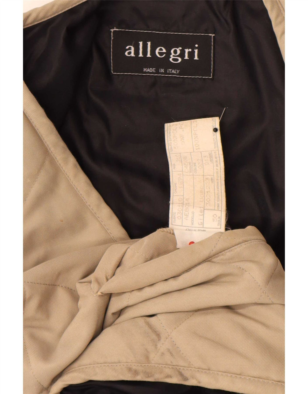 Allegri Herre Quiltet Gilet IT 50 Stor Beige Polyester