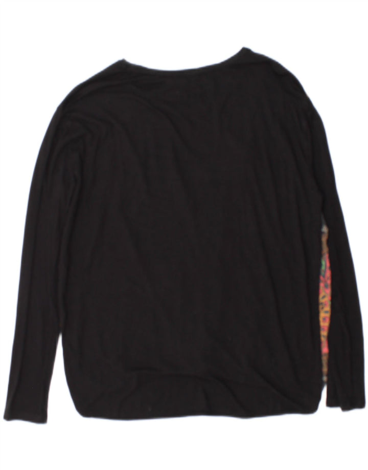 Desigual Dame Top Langærmet UK 14 Medium Black Floral Viscose