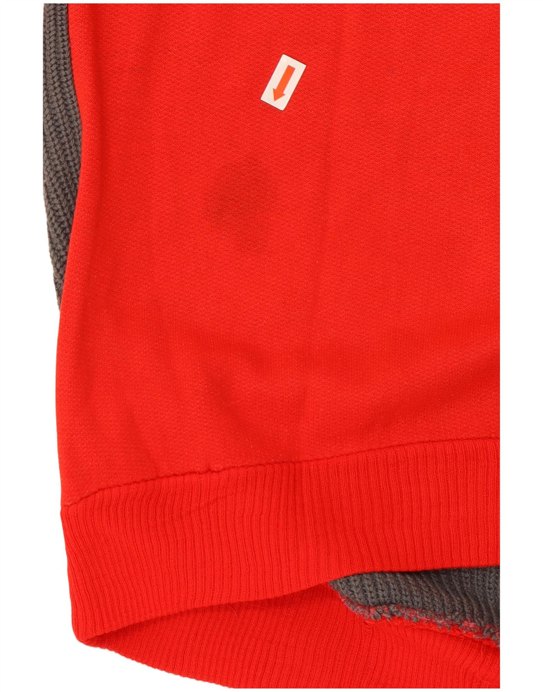 VINTAGE Herre Button Neck Sweatshirt Jumper Medium Rød Colourblock