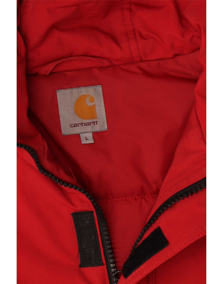 Carhartt Herre hættepolstret jakke UK 40 Stor rød nylon