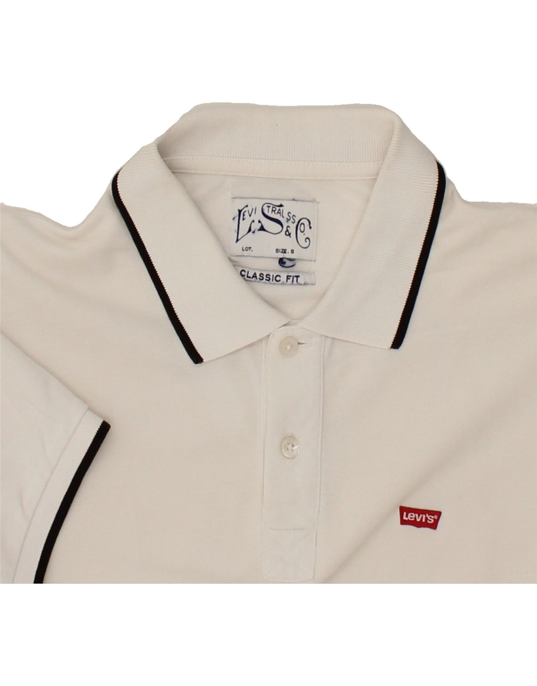 LEVI'S Mens Polo Shirt Small White Vintage Levi's and Second-Hand Levi's from Messina Hembry 