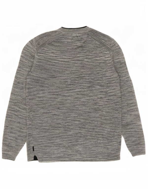 Ted Baker Herre Crew Neck Jumper Sweater Størrelse 3 Medium Grey Flecked Linen