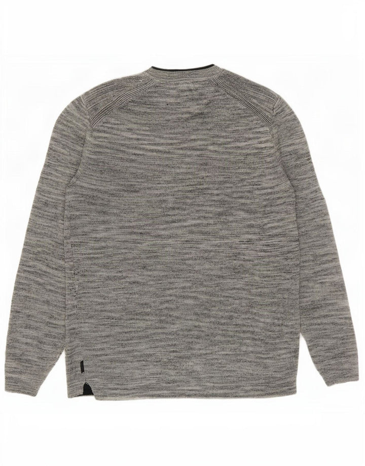 Ted Baker Herre Crew Neck Jumper Sweater Størrelse 3 Medium Grey Flecked Linen