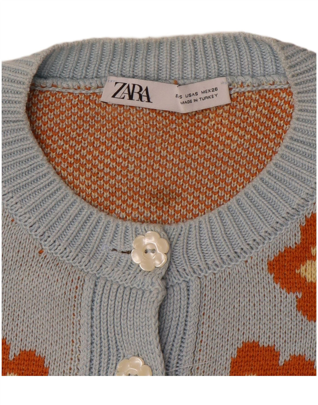 Zara Dame Oversized Cardigan Sweater UK 10 Small Blue Floral