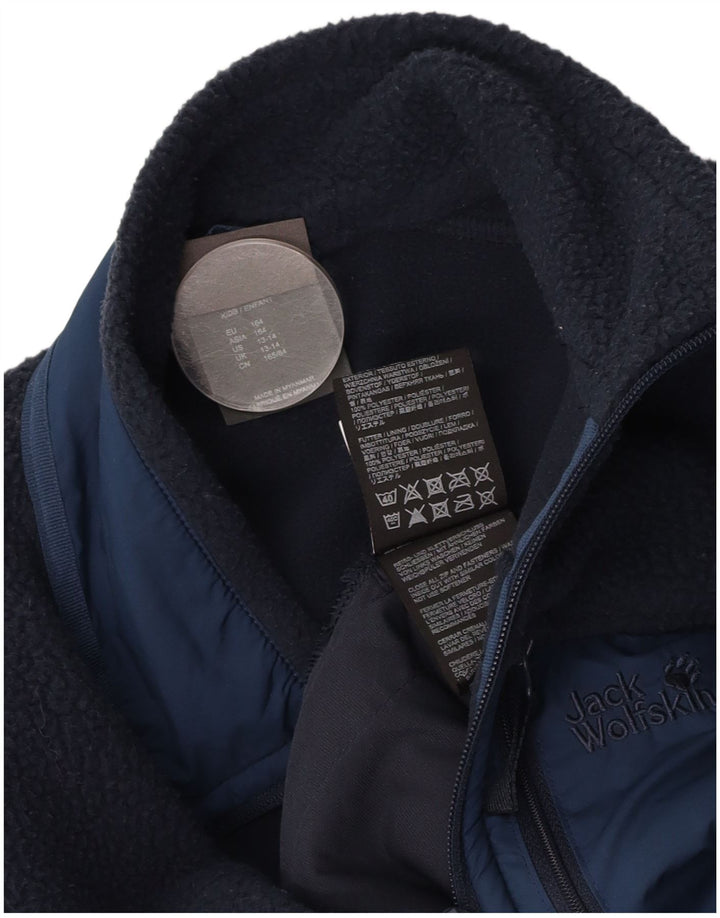 JACK WOLFSKIN Fleecejakke til drenge 13-14 år Navy Blue Colourblock