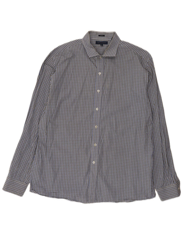 Tommy Hilfiger Herre Slim Fit Skjorte Størrelse 18 2XL Blå Gingham Bomuld