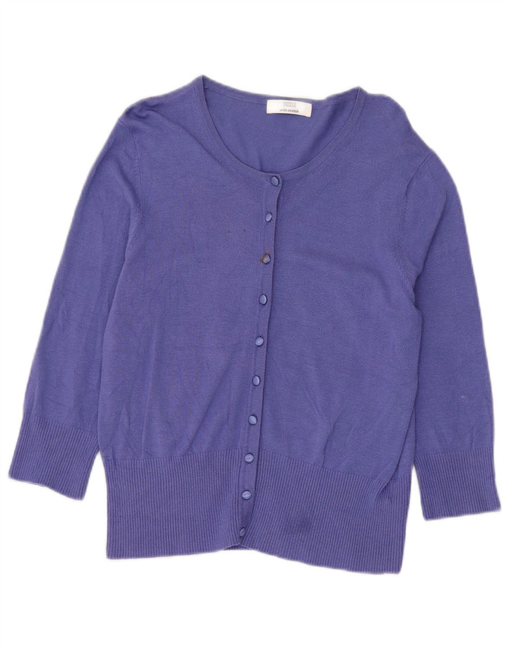 Marks & Spencer Womens Crop Cardigan Sweater UK 14 Medium Purple Viscose