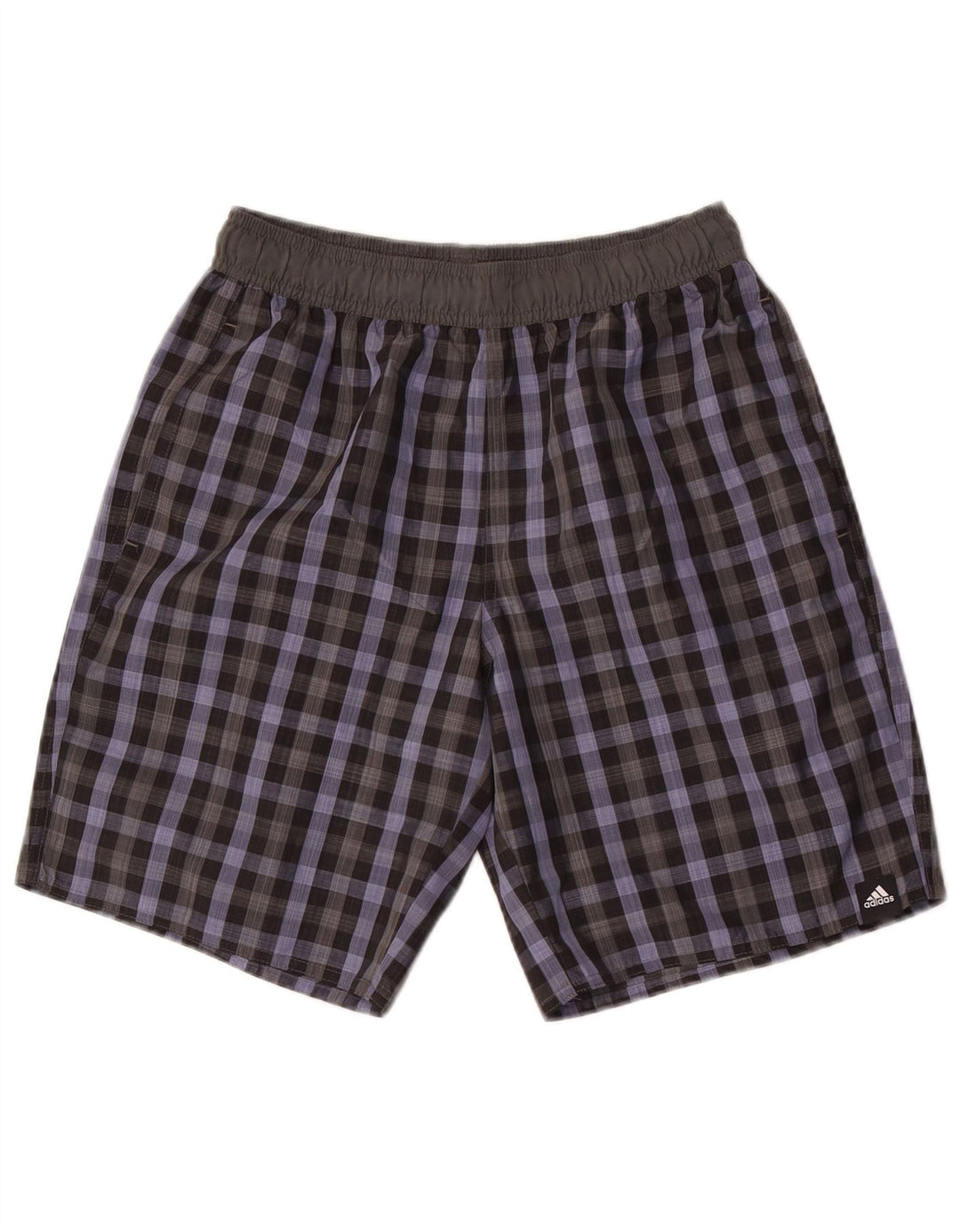 Adidas badeshorts til mænd, små grå ternet polyester