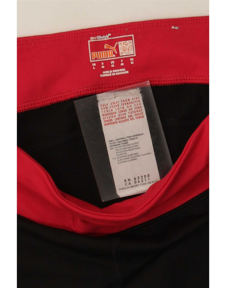 Puma Womens Leggings UK 14 Large Black Colourblock Polyester