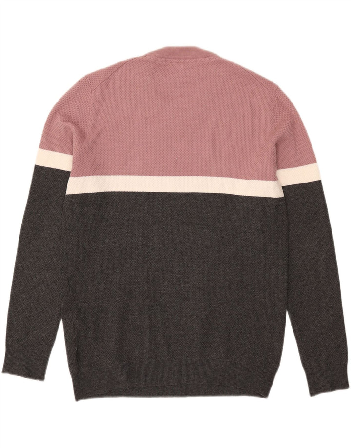 Ted Baker Herre Crew Neck Jumper Sweater Størrelse 3 Medium Sort Colourblock