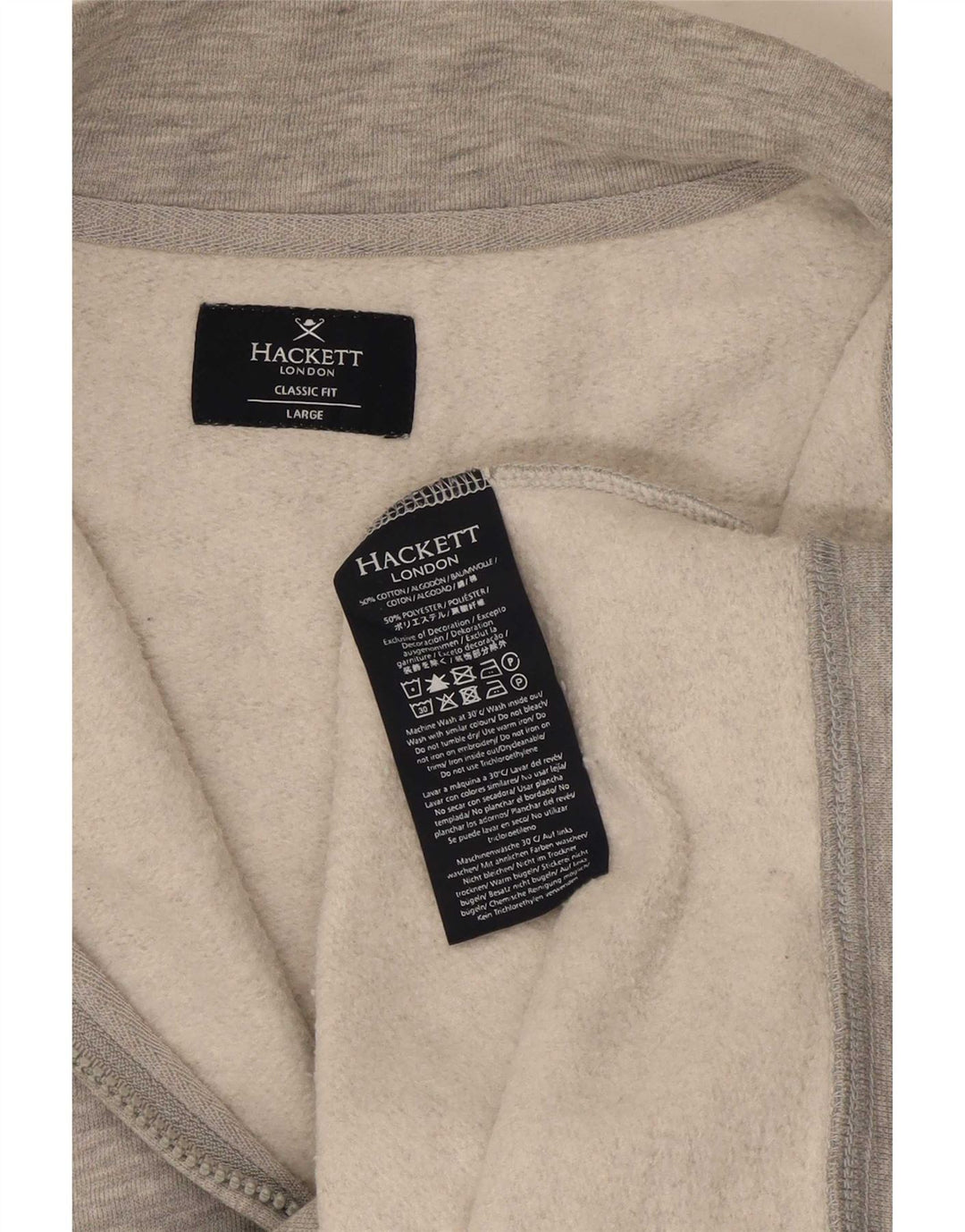 Hackett Herre lynlåshals Classic Fit Sweatshirt Jumper Large Grå Flecked