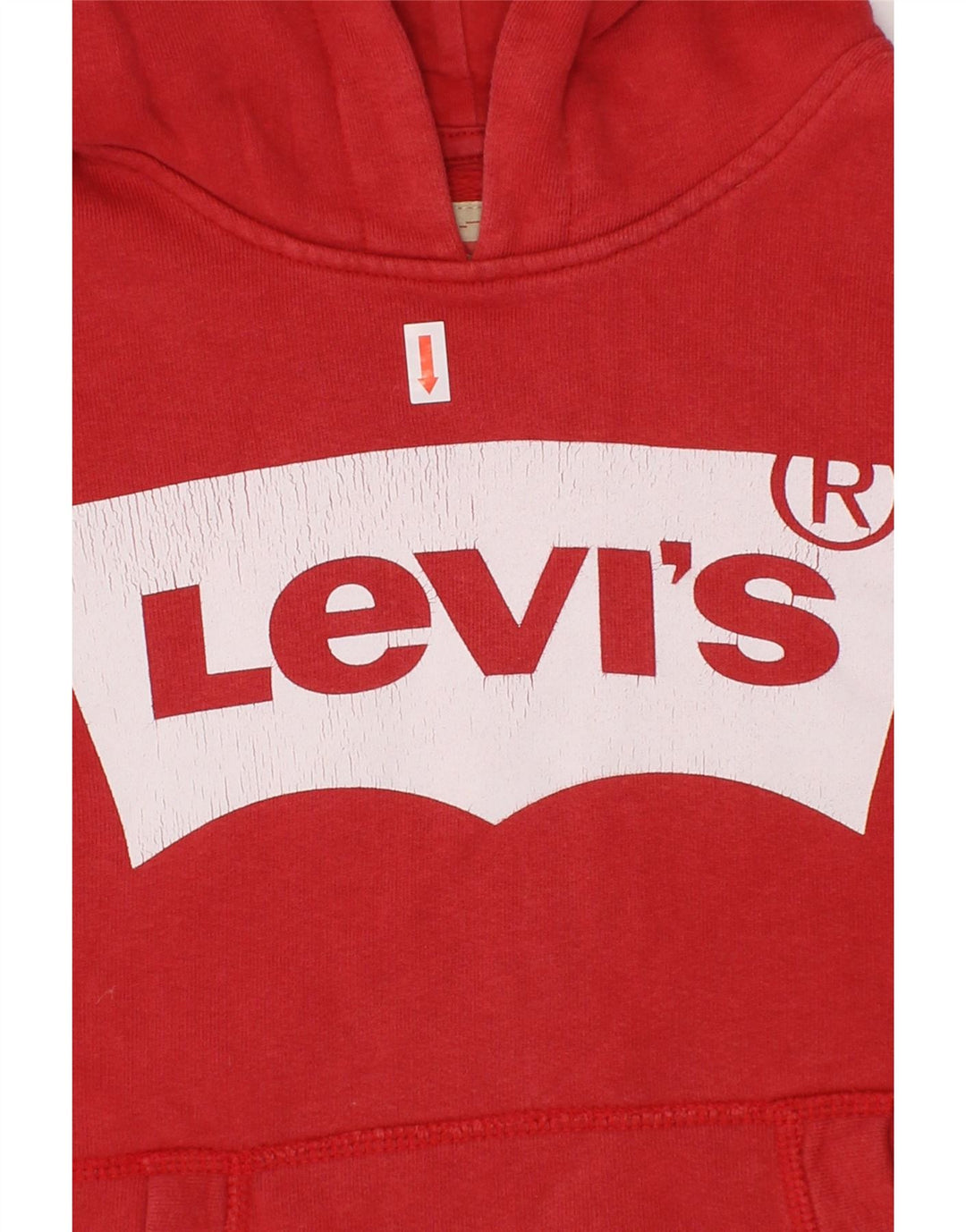 LEVI'S Boys Graphic Hoodie Jumper 7-8 Years Red Vintage Levi's and Second-Hand Levi's from Messina Hembry 