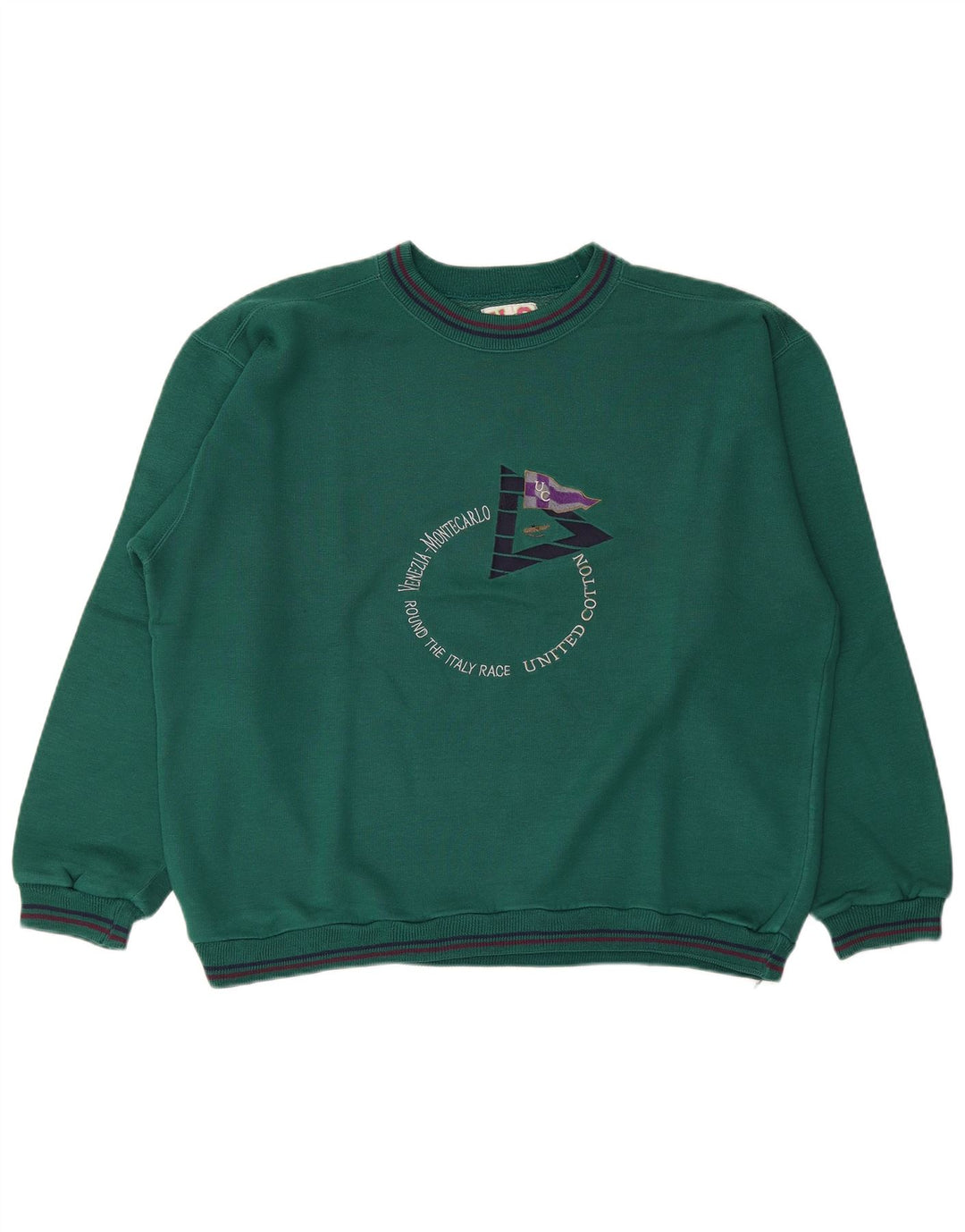 United Cotton Herre Grafisk Oversized Sweatshirt Jumper Stor Grøn Bomuld