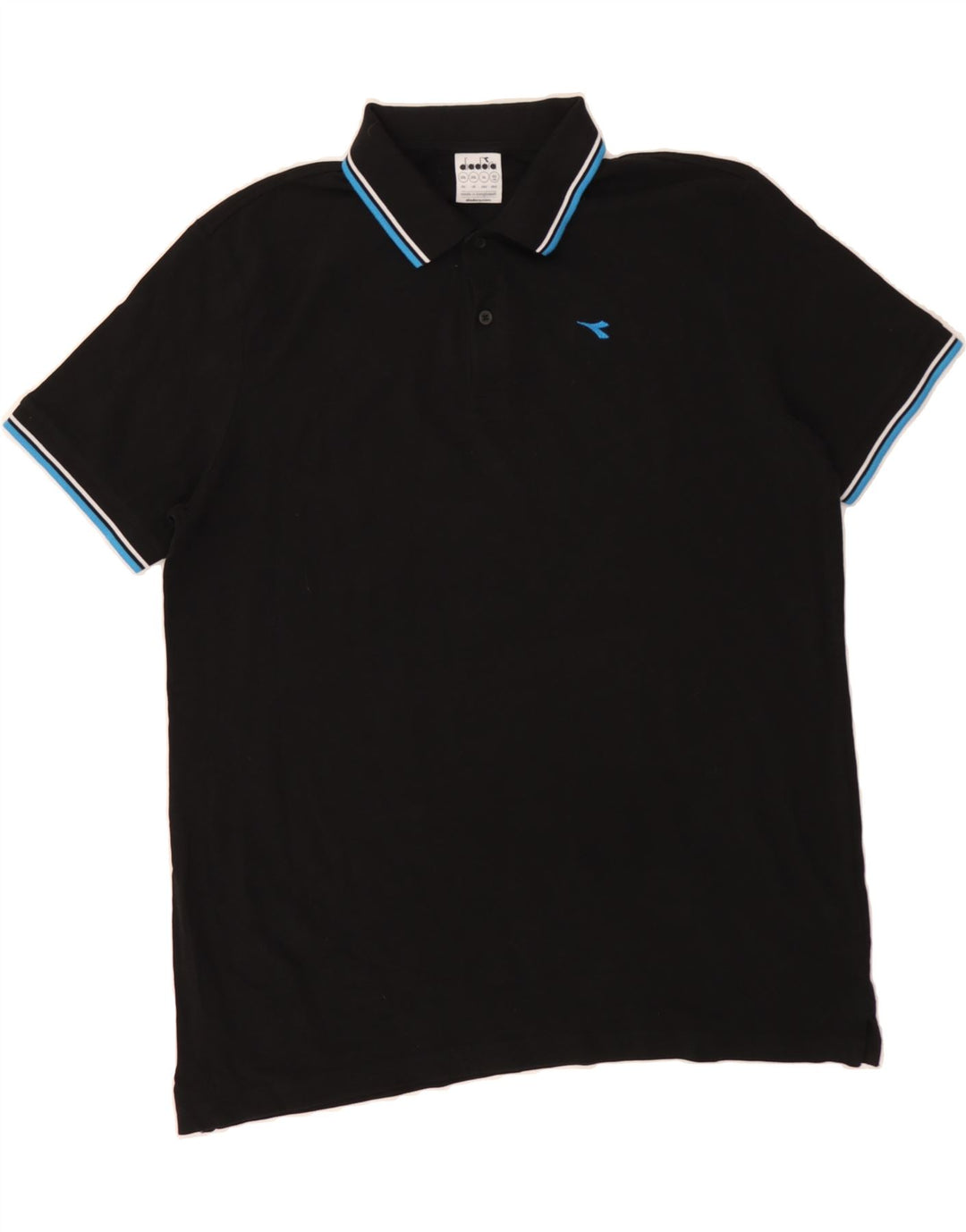 DIADORA Mens Polo Shirt 2XL Black Cotton Vintage Diadora and Second-Hand Diadora from Messina Hembry 