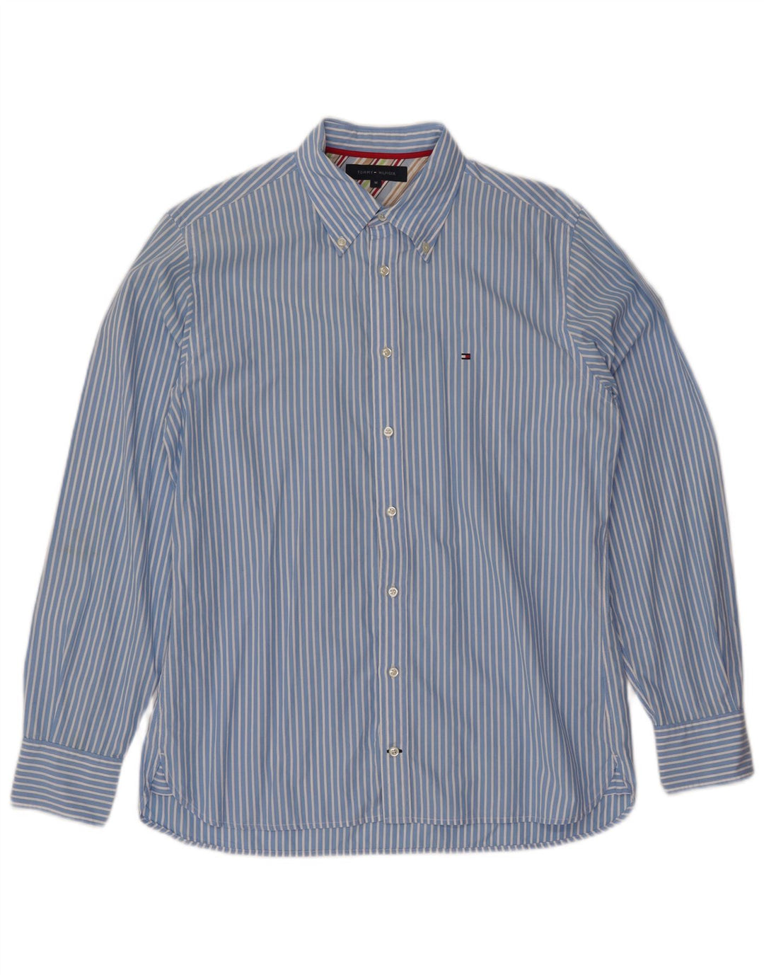 TOMMY HILFIGER Herreskjorte Medium blå stribet bomuld