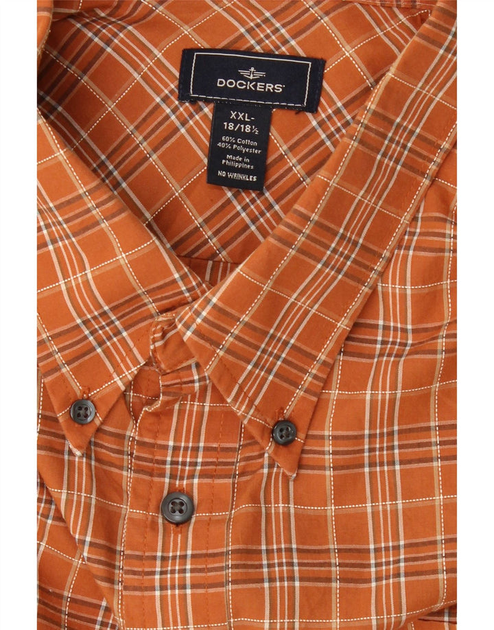 DOCKERS Mens Shirt Size 18 1/2 2XL Orange Check Cotton Vintage Dockers and Second-Hand Dockers from Messina Hembry 