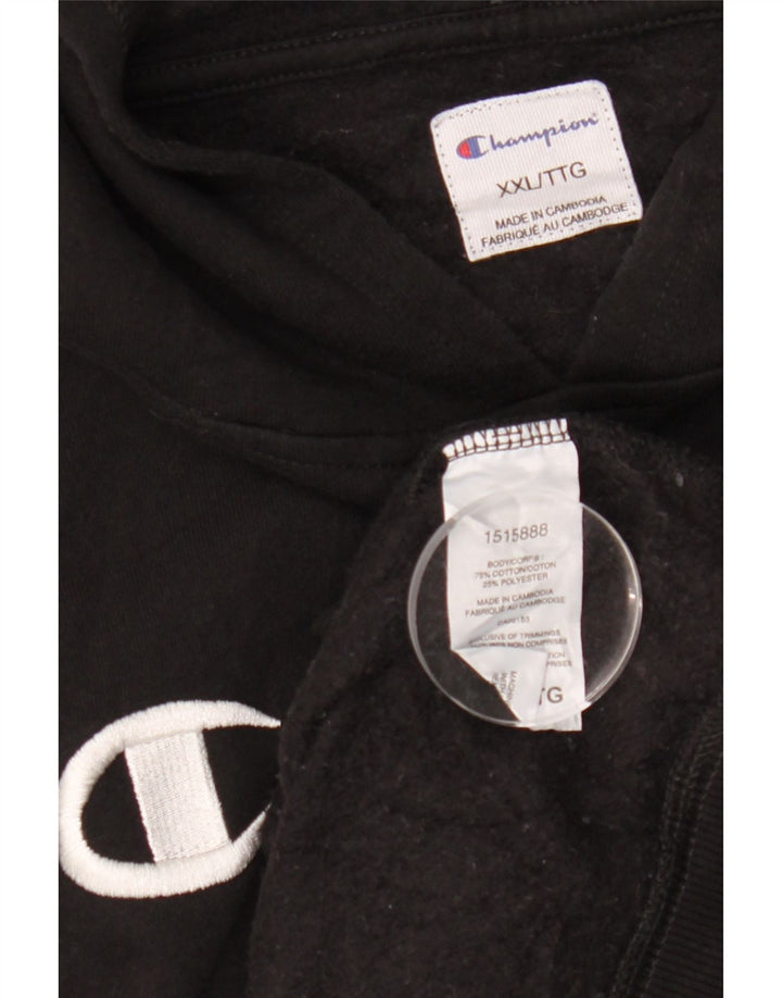 CHAMPION Dame Oversized Crop Graphic Hoodie Jumper UK 20 2XL Sort