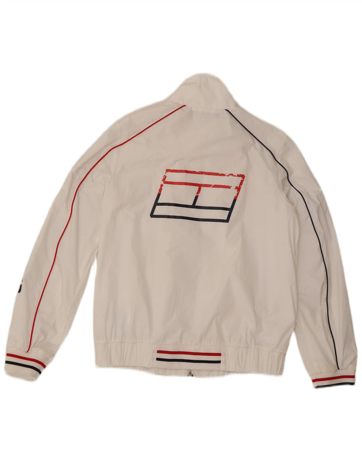 TOMMY HILFIGER Grafisk træningsdragt topjakke til kvinder UK 10 Small White