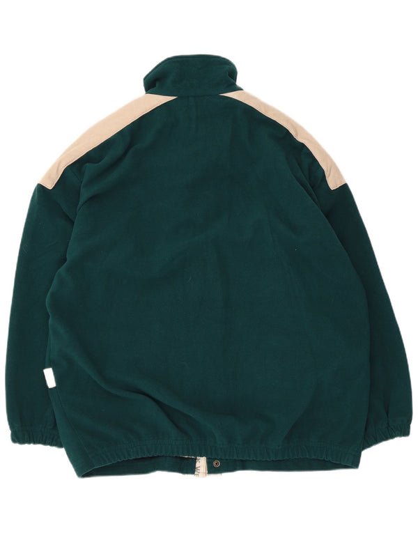 Vintage Herre grafisk Loose Fit Fleecejakke UK 36 Small Green Colourblock