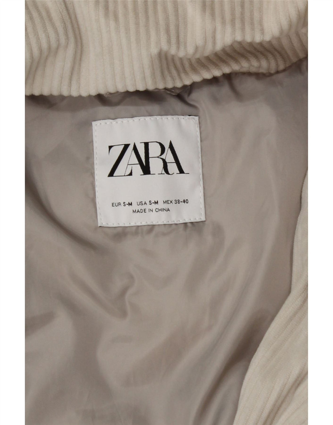 ZARA Mens Corduroy Padded Jacket UK 36 Small Grey Polyester Vintage Zara and Second-Hand Zara from Messina Hembry 
