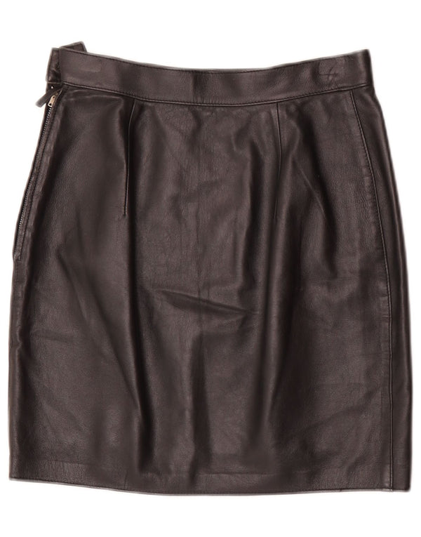 Vintage dame mini læder nederdel W28 Medium Sort