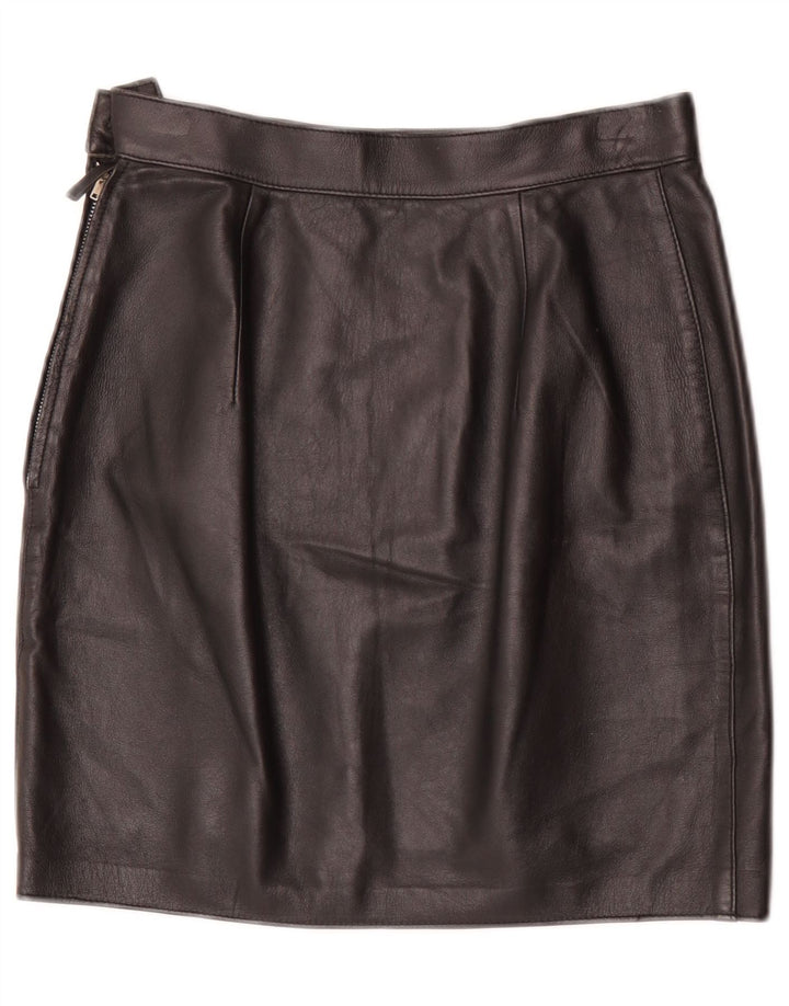 Vintage dame mini læder nederdel W28 Medium Sort