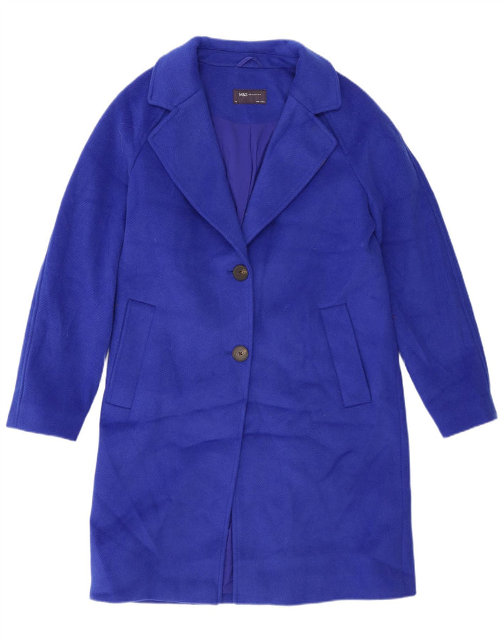 Marks & Spencer Dame Oversized Overfrakke UK 10 Small Blue Polyester