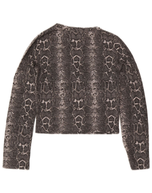 Zara Dame Trafaluc Crop Top Langærmet UK 12 Medium Grey Animal Print