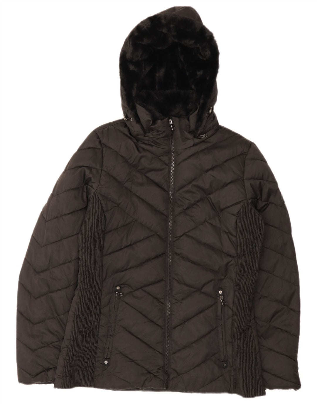 Nautica Polstret hættejakke til kvinder UK 14 Medium Sort Polyester