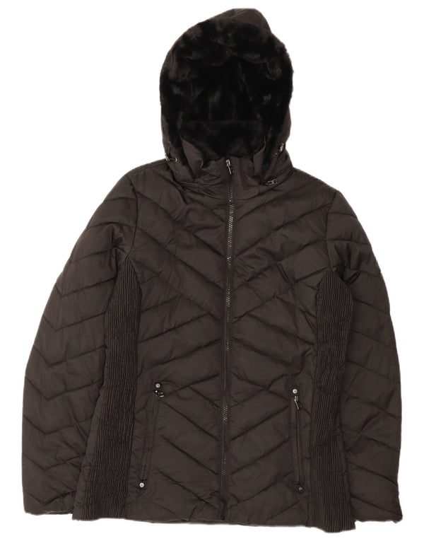 Nautica Polstret hættejakke til kvinder UK 14 Medium Sort Polyester