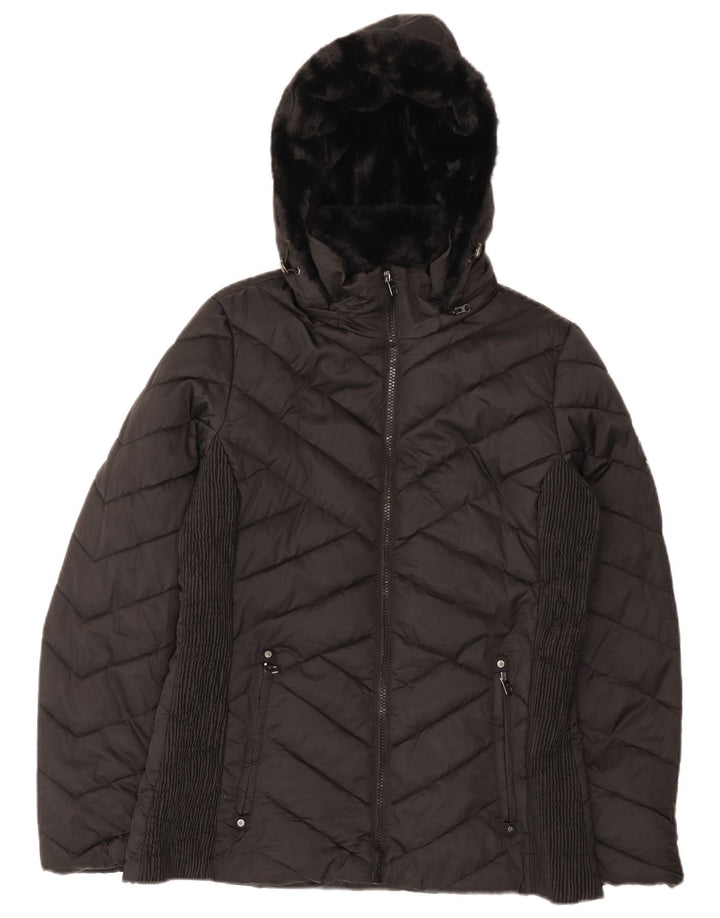 Nautica Polstret hættejakke til kvinder UK 14 Medium Sort Polyester