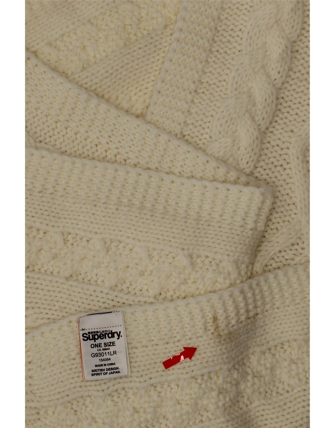 Superdry strikket rektangel tørklæde til kvinder One Size Off White Akryl