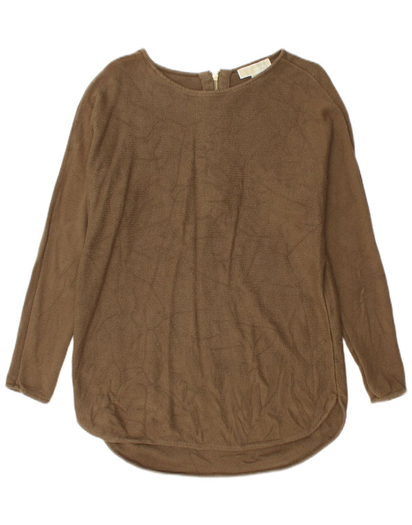 Michael Kors Dame Longline Boat Neck Jumper Sweater UK 14 Medium Khaki