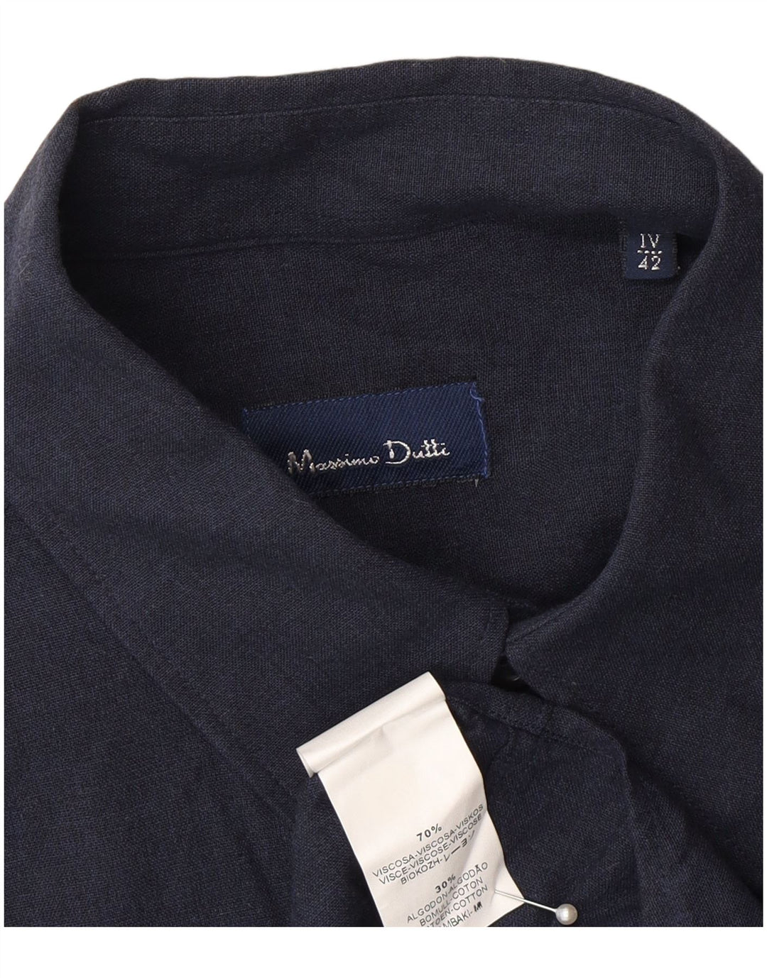 Massimo Dutti Herreskjorte str. 42 Large Navy Blue Viscose