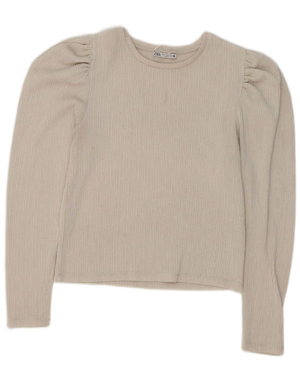 Zara Dametop Langærmet UK 12 Medium Beige Polyester