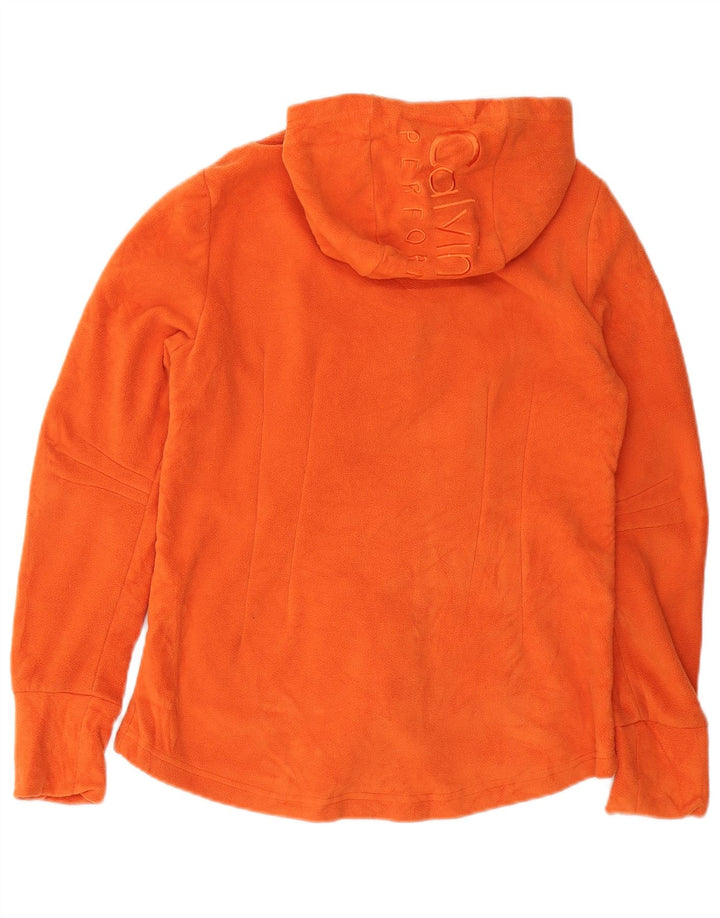 CALVIN KLEIN Dame Hættejakke i fleece UK 12 Medium Orange Polyester