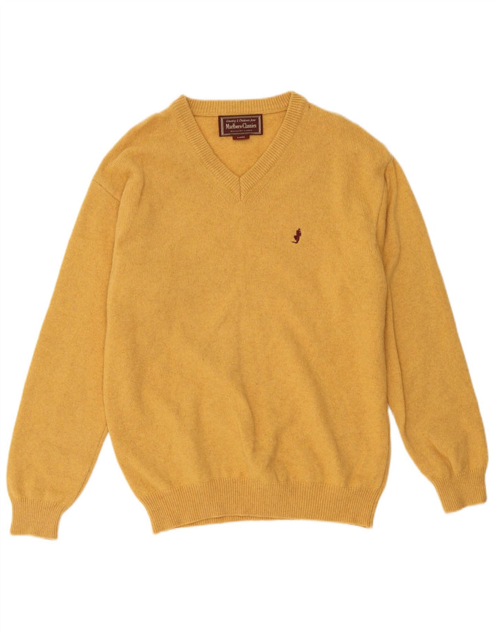 Marlboro Classics Herre V-hals sweater Stor gul uld