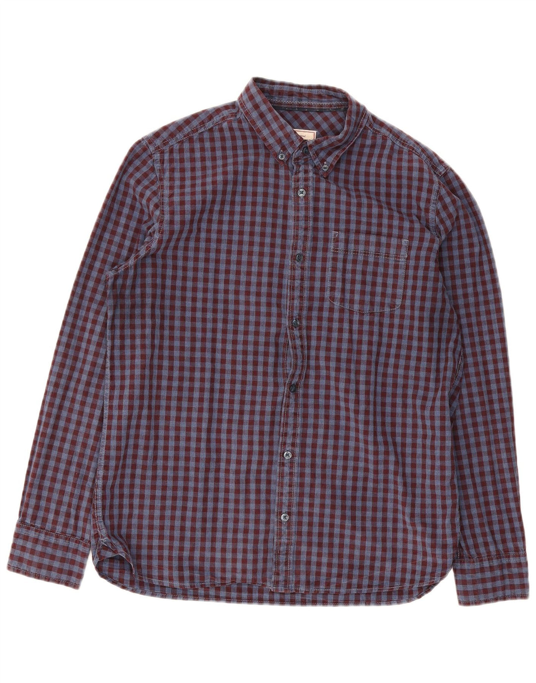 Fat Face Herre Flanellskjorte Stor Burgundy Gingham Bomuld