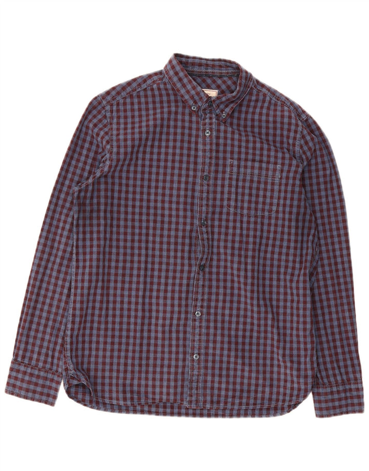 Fat Face Herre Flanellskjorte Stor Burgundy Gingham Bomuld