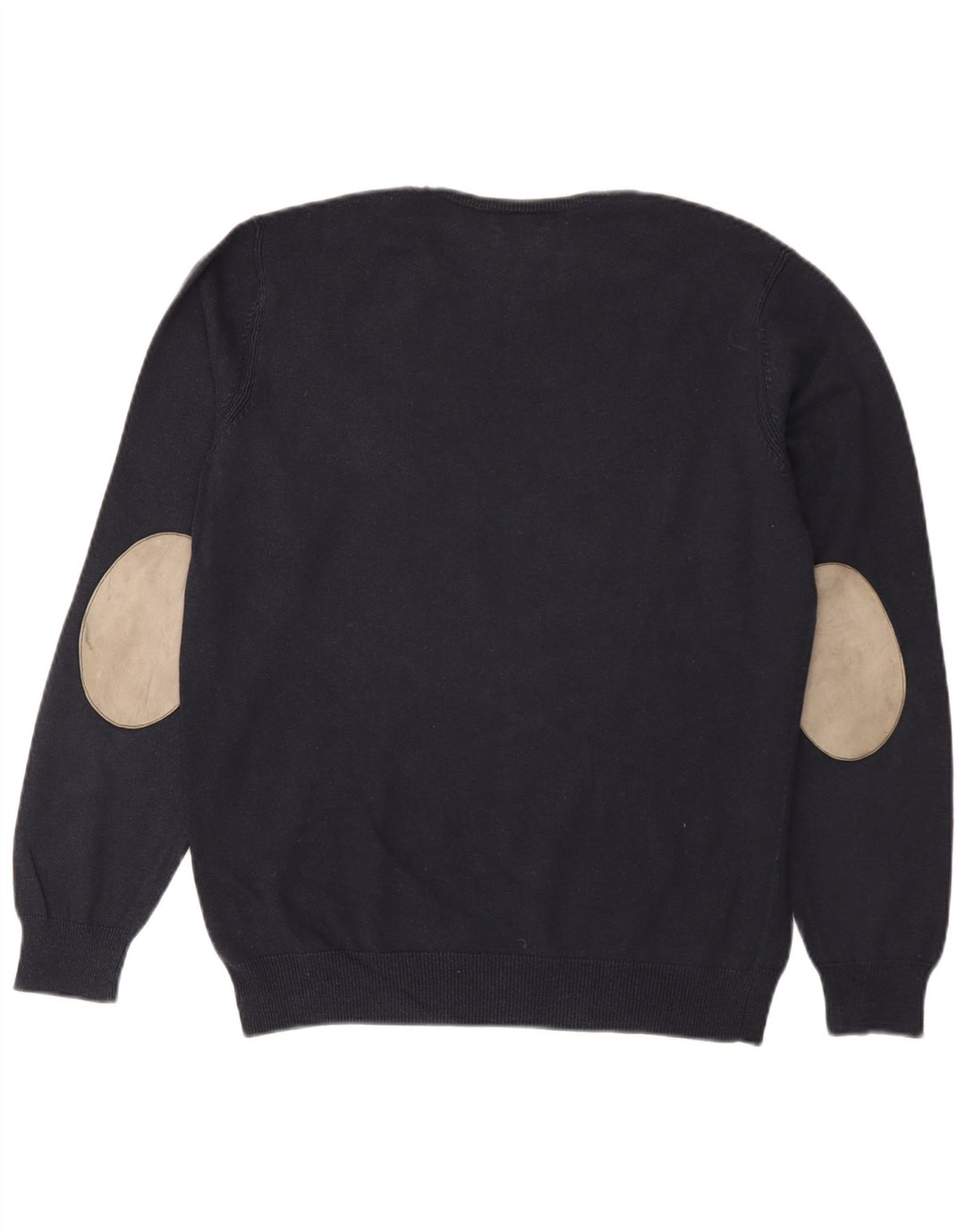 Massimo Dutti Herre Crew Neck Jumper Sweater Stor Marineblå Bomuld