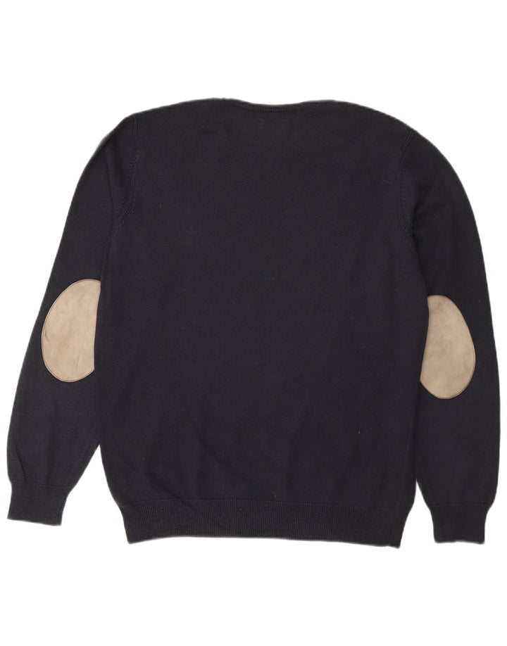 Massimo Dutti Herre Crew Neck Jumper Sweater Stor Marineblå Bomuld