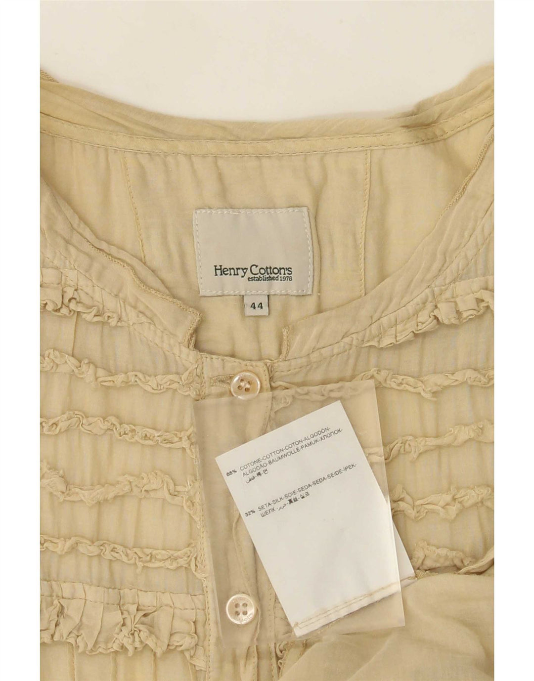 Henry Cottons Dame Ærmeløs Tunika Top IT 44 Medium Beige Bomuld
